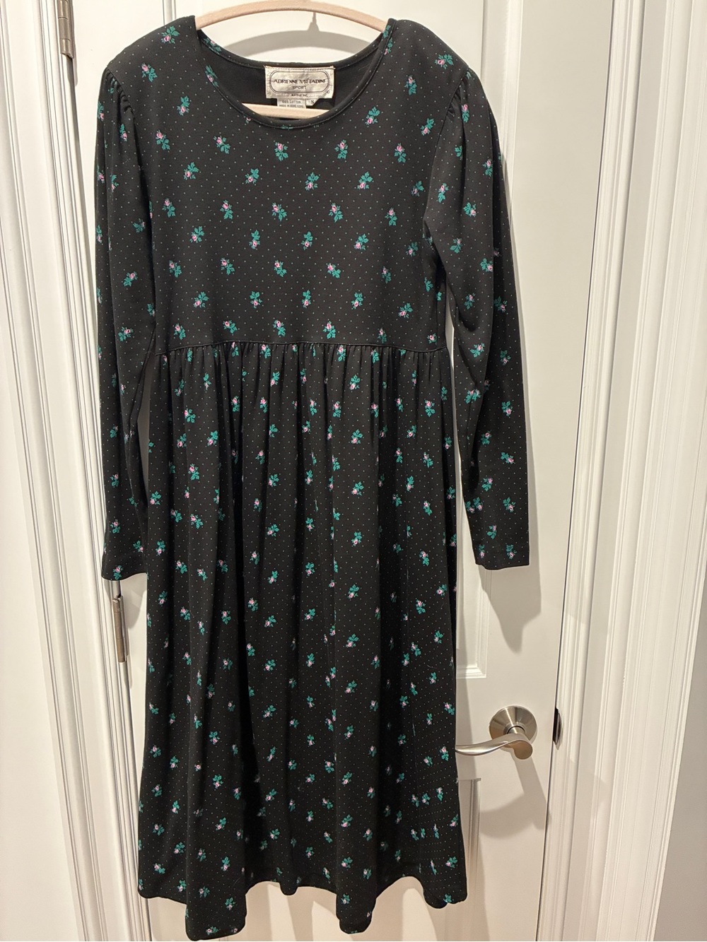 Vintage Adrienne Vittadini 100% cotton long-sleeve Cottagecore dress (Size S)